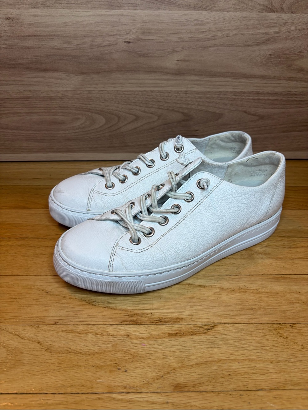 Paul Green Women's Hadley Platform Sneakers in White Leather - Size 8.5